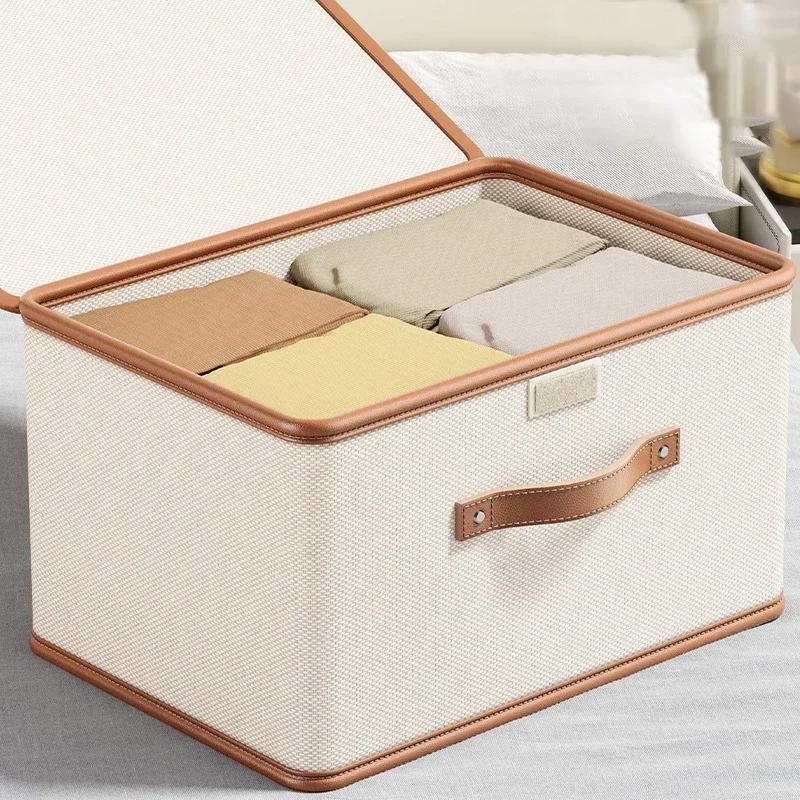 Dustproof Storage Box with Lid Large Capacity Foldable Clothes Storage Box Double Thickness Moisture-proof Storage Box