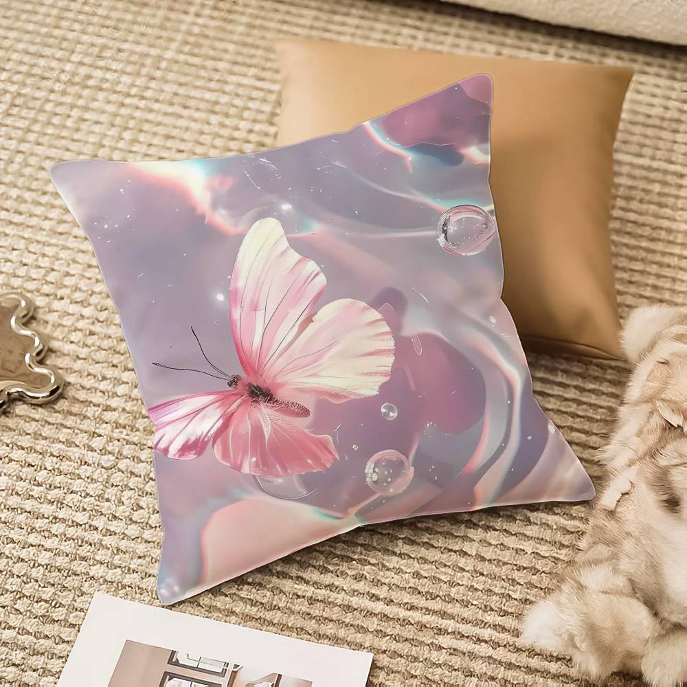 

G-gilded Butter-flies Pillow Case Anti-dustmite Invisible zipper Sofa Bed 12x12Inch