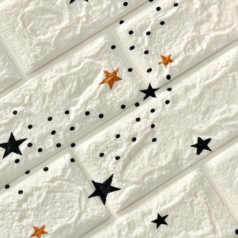 70*77cm 3D Self-Adhesive Waterproof Printed Brick-Pattern Wallpaper Living Room Bedroom Decor Removable Wall Sticker DIY Wall Covering