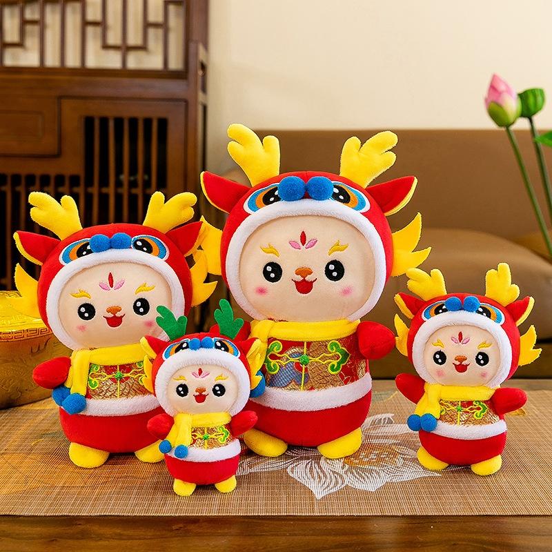 Tang Costume Dragon Doll 2024 New Year Mascot Plush Toy Red New Year Gift Dragon Year Mascot