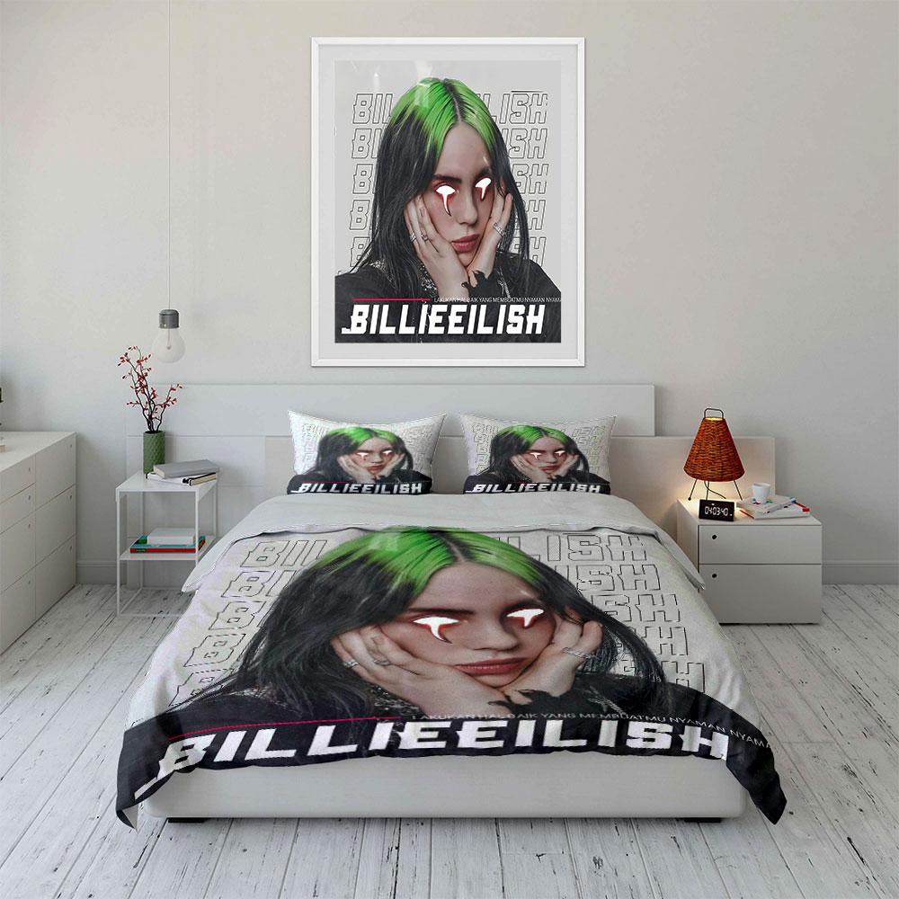 Billie Eilish Artistic Portrait Bedding Duvet Cover Set Duvet Cover Pillowcases (1*Duvet Cover 2*Pillowcases, Without Duvet Insert)