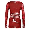 Women's Casual Long Sleeve Christmas Print Neck Ribbed Knit Top