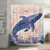 Whale Bathing Blue Shower Curtain for Bathroom Decor Coral Sea Life Print, Polyester Fabric Waterproof 3D Printing Shower Curtai