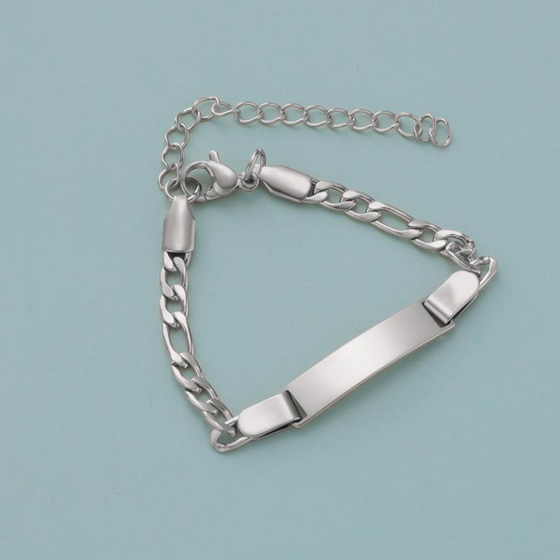 

Браслет из нержавеющей стали с лазерной надписью, персонализированные подарочные украшения 13+3cm серебряный