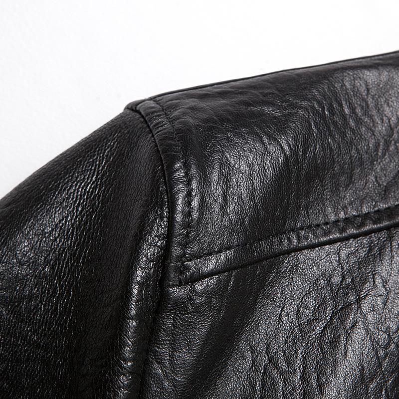 New Spring and Autumn Style Haining Genuine Leather Leather Jacket Men's Short Soaked Leather Sheepskin Baseball Suit Leather Jacket