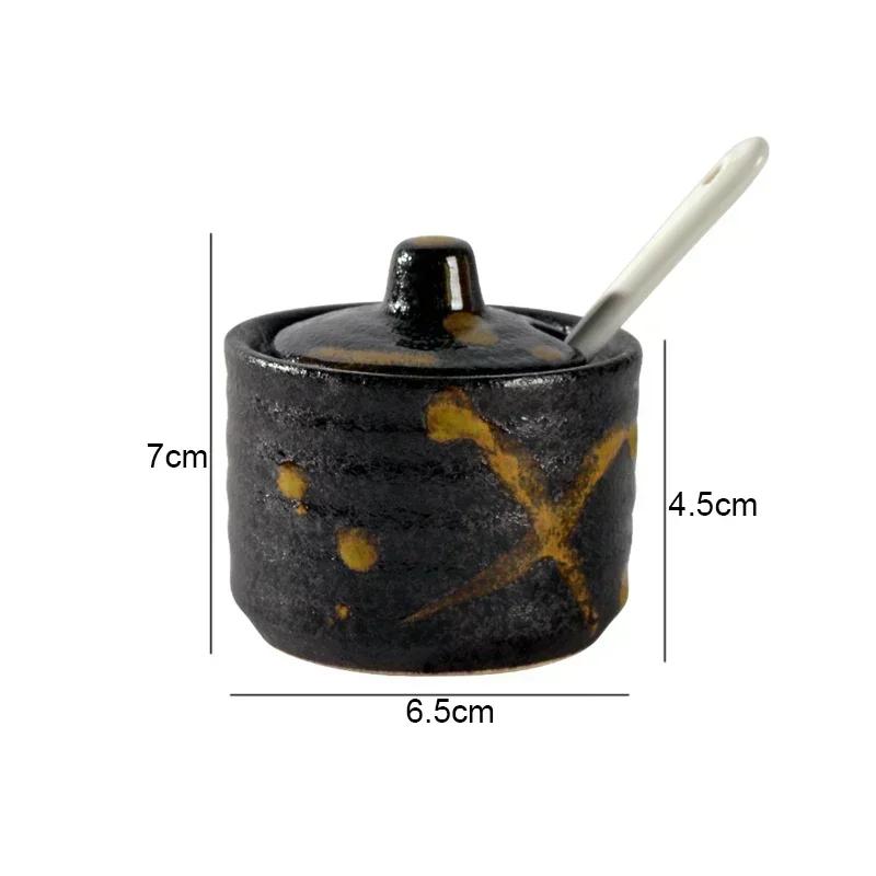 Retro Ceramic Seasoning Jars Salt and Pepper Shakers Kitchen Spice Tools Spice Organizer Jars Seasoning Box Kitchen Accessories