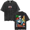 Anime Cowboy Bebop Vintage Washed T-shirt Spike Spiegel See You Space Cowboy T-shirts Manga Retro Oversized T Shirts Unisex