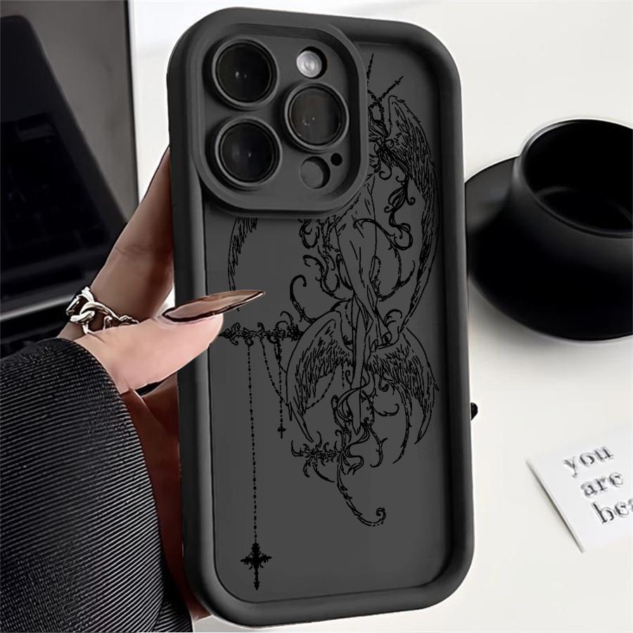 Phone Cover Case for iPhone 17 Pro Max 16 17e 11 13 15 Plus 12 Pro 14 Air Gothic Style Angel Cross