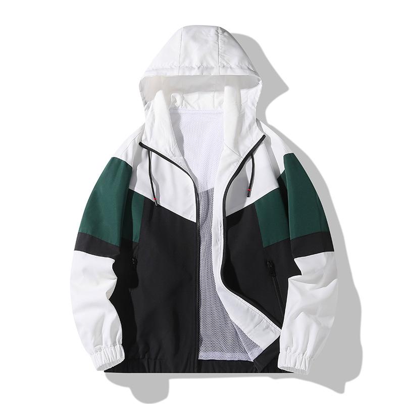 Men's Spring and Autumn Jacket, Casual Sports Hooded Thin Windbreaker, Korean Version Baseball Jacket