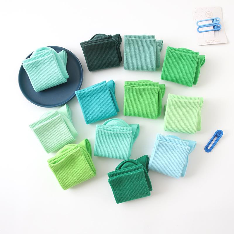 Female Spring and Autumn Thin Style Pure Color Candy Color Movement In The Tube Pile Socks