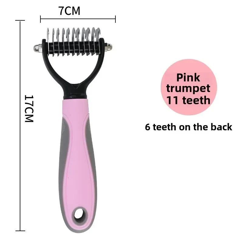 Pet Hair Removal Comb Dog Hair Removal Brush Stainless Steel Double Sided Pet Grooming Brush Removing Tangles Cat Accessories
