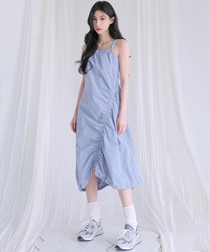 Urban Dress Shell Wrinkle Long Onepiece - 3Col