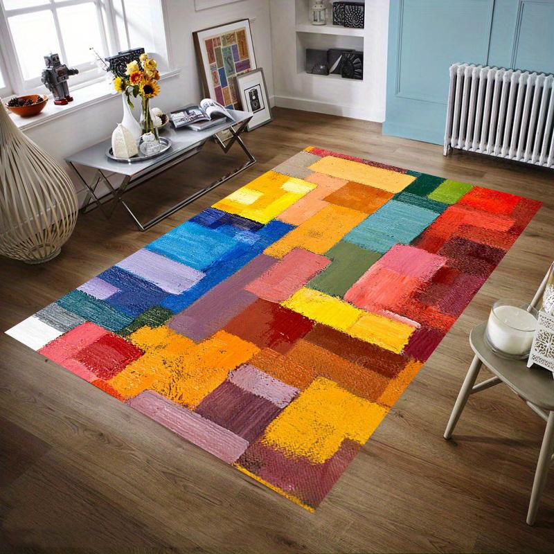 Colorful Patchwork Bohemian Tribal Area Carpet Persian Floor Mat Hotel Office Entrance Living Room Non Slip and Stain Resistant