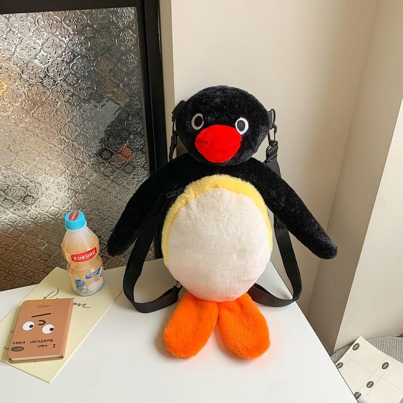 Cartoon Penguin Plush Backpack For Girls Kids Soft Toy School Bag With Zipper Closure And Inner Pocket