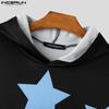 INCERUN Men Spring Oversized Hoodies Long Sleeve Star Print Hooded Sweatshirts