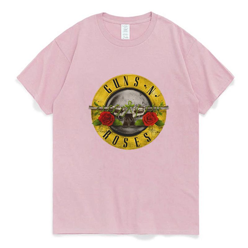 Cool Gun And Rose Pattern Men's Retro Cotton Short Sleeve Summer Fashion Oversized T-shirt For Men Streetwear Tee Tops Unisex