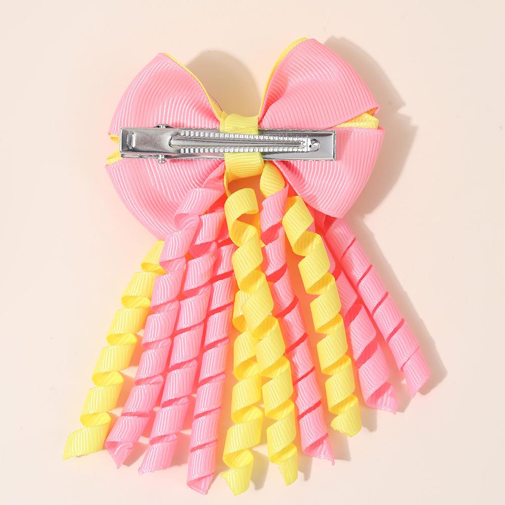 2Pcs Sweet Star Hair Clips Cute Stars Quicksand Tassel Ribbon Curly Bow Hairpin For Baby Girls Children Headdress Accessories