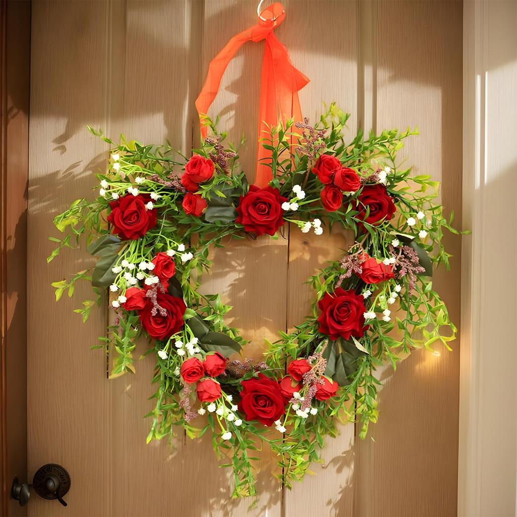 Door Wreath Decorative Garland Home Decor Valentines Day Wreath Decorations For Porch Cabinet Home Indoor Outdoor Easter Spring