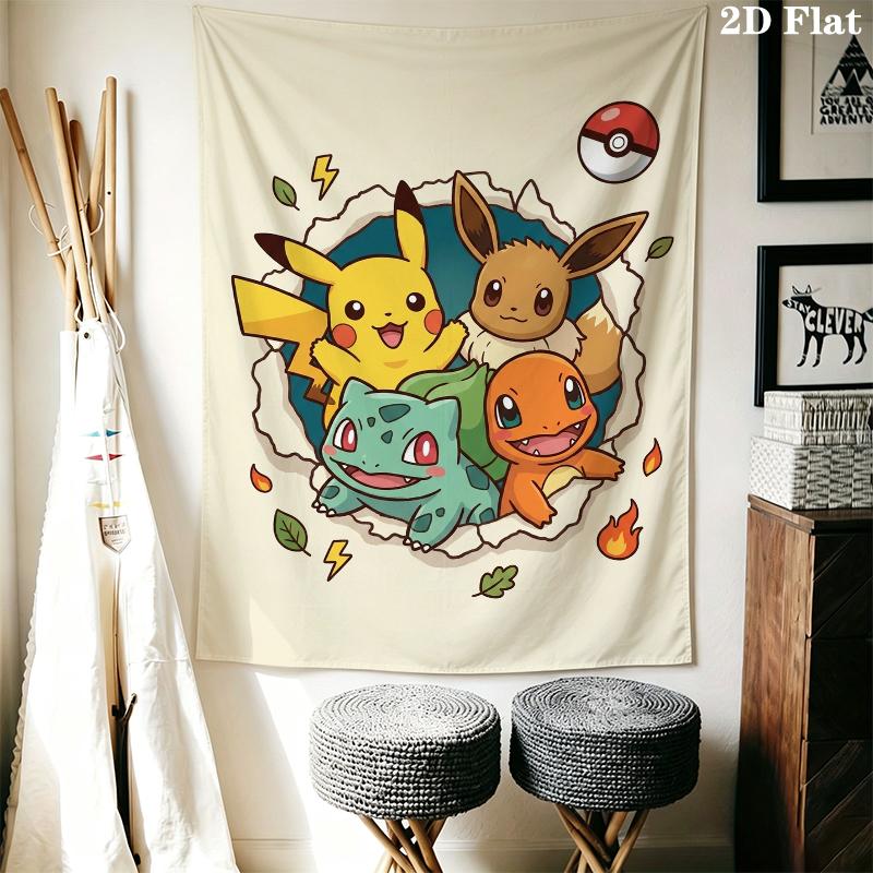 Pokemon Wall Tapestry Aesthetic Wall Hanging Printed Fabric Blanket Decorative Tapestries for Bedroom Living Room Home Decor