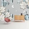 3D Embossed Ball Flowers Striped Wall Mural TV Background Wallpaper for Bedroom Living Room Modern Home Decor