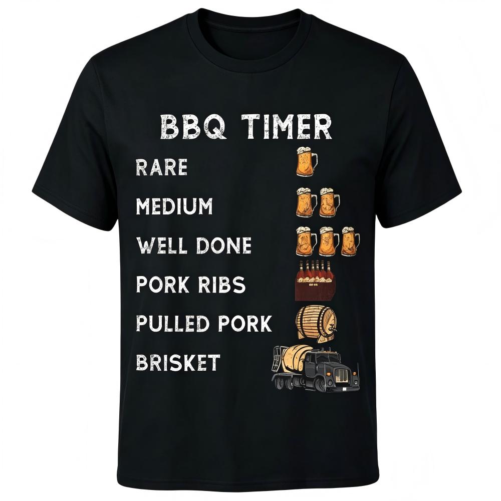 BBQ Timer Funny Beer Grill Barbecue Men T‑Shirt