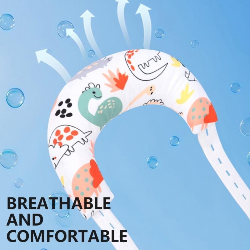 Baby Pillow with Ergonomic Neck Support Breathable Cotton Pillow with Cartoon Pattern for Newborns Infant
