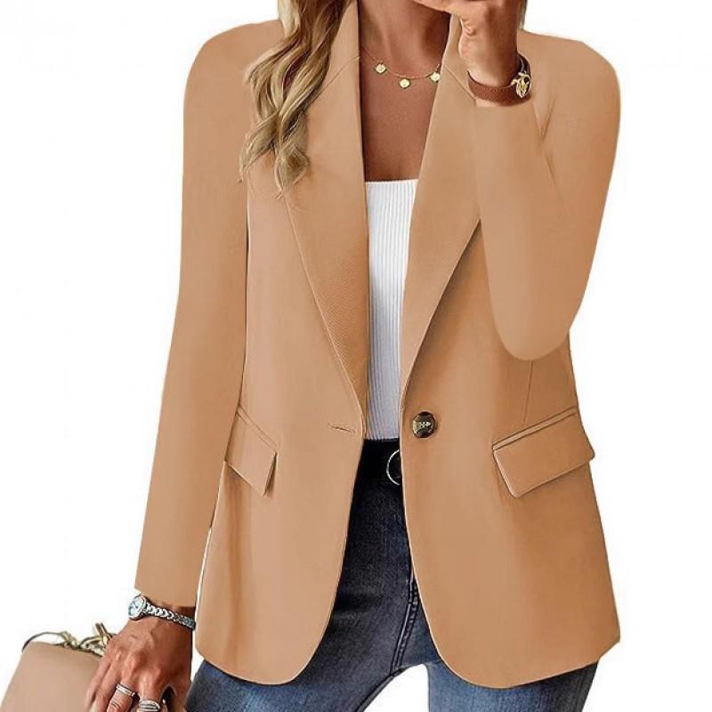 Damen Schlank Geschnitten Einfarbiger Revers-Ein-Knopf-Blazer 2026 Büro-Chic Lässige Jacke