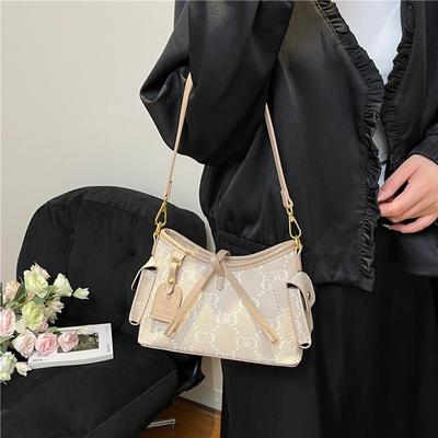 Popular Retro Bucket Bag Women's New Fashion Shoulder Bag Messenger Bag Printed Texture Commuter Women's Bag