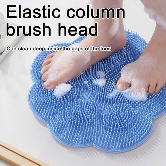 2Pcs Shower Foot Scrubber Mat, Foot Massage Pedicure Pad with Soft Silicone Bristles, Gentle Deep Cleansing Shower Foot Wash Mat