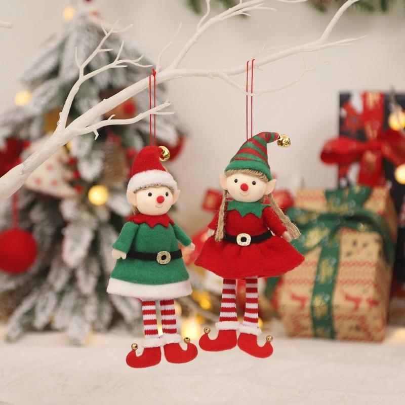4-1PC Christmas Elves Stuffed Plush Dolls Hanging Ornaments Xmas Tree Decor Cute Boy Girl Elf Pendant Kids Gifts New Year Gifts