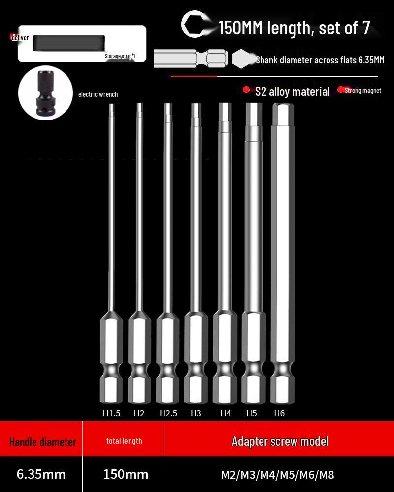 Hexagonal Driver Bit Extension for Screwdriver and Drill