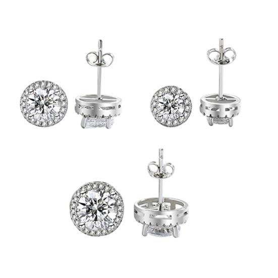 Cubic Zirconia Stud Earrings 1 Carat Diamond Look Earrings Elegant 360° Shiny Jewelry for Daily Wear Party Gift