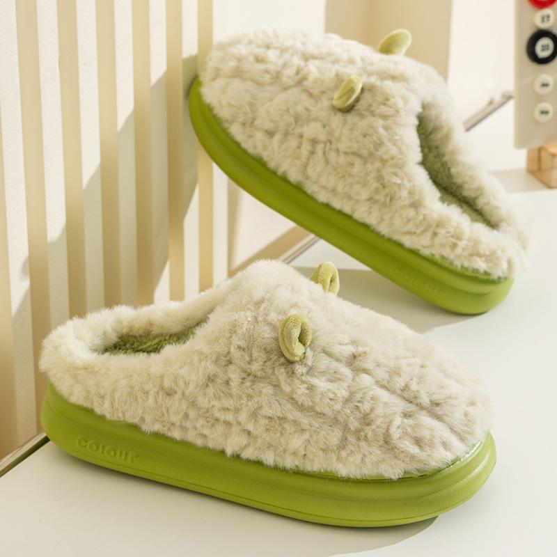 Cotton slippers women's new autumn and winter home indoor warm foot shoes platform couple men's velvet cotton slippers