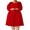 Plus Size Women's Fashion Casual Solid Color Skirt Puffy Sleeve Dress