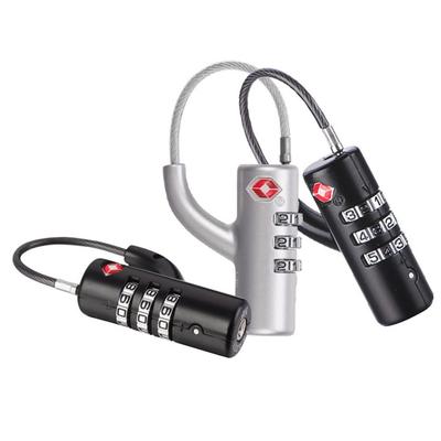 TSA Customs Lock Anti-Theft Padlock with Steel Cable Combination Lock Portable Customs Code Lock Padlock Cable Luggage Lock