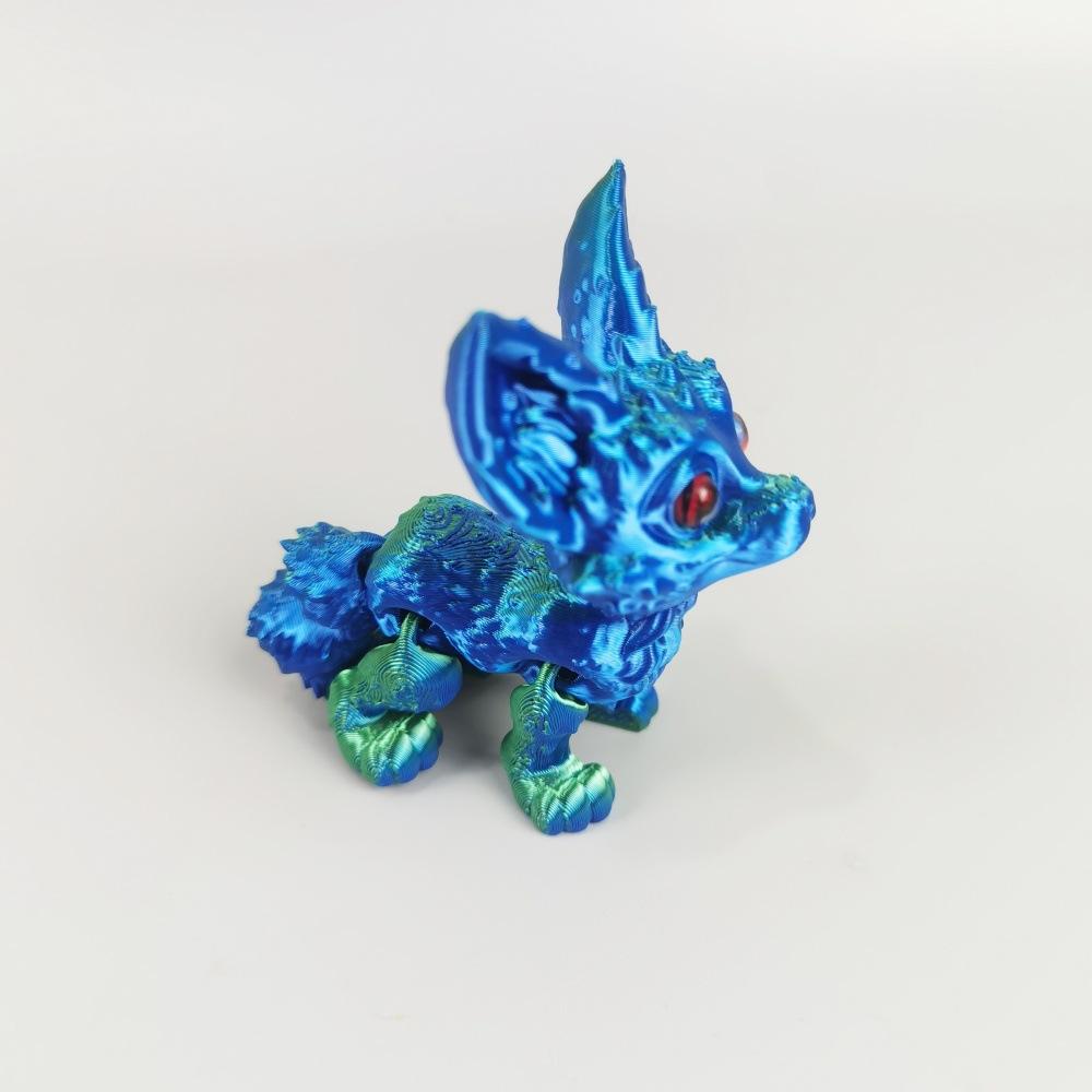3D Printing Small Fox Cute Creative Modelling Animal Toys Office Home Decoration Small Ornaments Big Ears Fox Children's Gifts