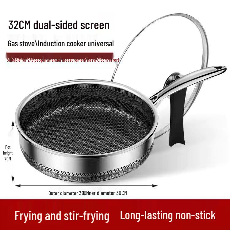 Non-Stick Stainless Steel Honeycomb Textured Frying and Stir-Frying Pan