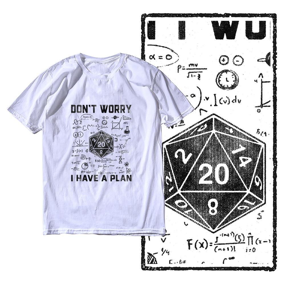 Neuartiges Dungeon Dragon T-Shirt mit grafischer Streetwear, kurzärmelig, „I Have A Plan“, D20, Würfel, Rollenspiel, DnD-T-Shirt für Männer