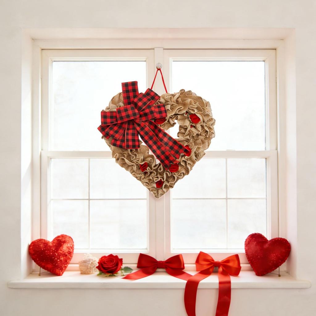 Valentine'S Day Flower Wreath Door Decoration Fabric Hanging Decoration, Confession Heart-Shaped Outfit