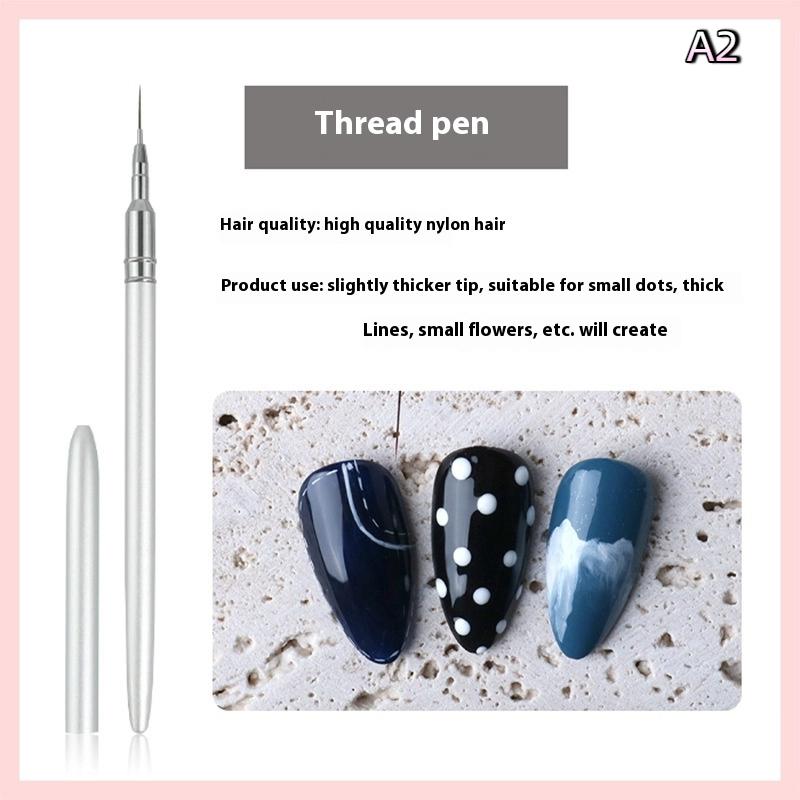 Detail Painting Pen for Nail Design Manicure 7/9/11/15/20mm Drawing Tool for Lines Silver Nail Art Liner Brushes Set 5 Sizes