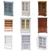 1PC 1:12 Dollhouse Miniature Furniture Haze Blue Double Door Glass Cabinet Cupboard Bookcase Model For Dollhouse Decor DIY Toys