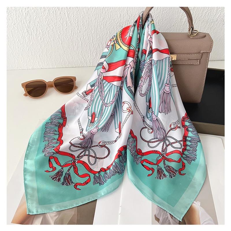 Women Korean Style Knot Print Versatile Small Square Scarf Fashion Decorative Neck Scarf
