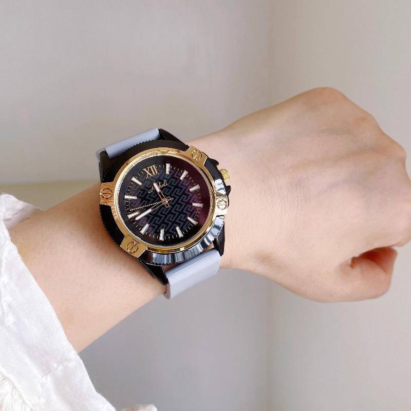 Grandma Gray Fashion High-Quality Large Dial Watch Silicone Luminous Quartz Couple Watches for Men Women Luxury Timepiece