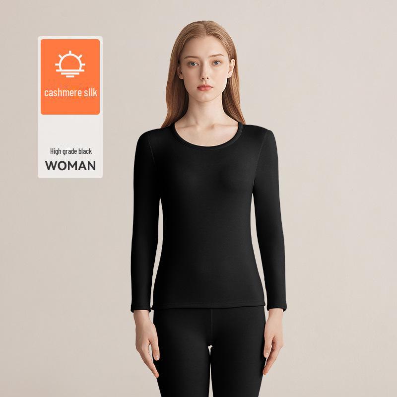 

Женский комплект термобелья из кашемира и шелка - круглый вырез горловины, верх и низ, на осень/зиму L [155-160cm90-110kg]