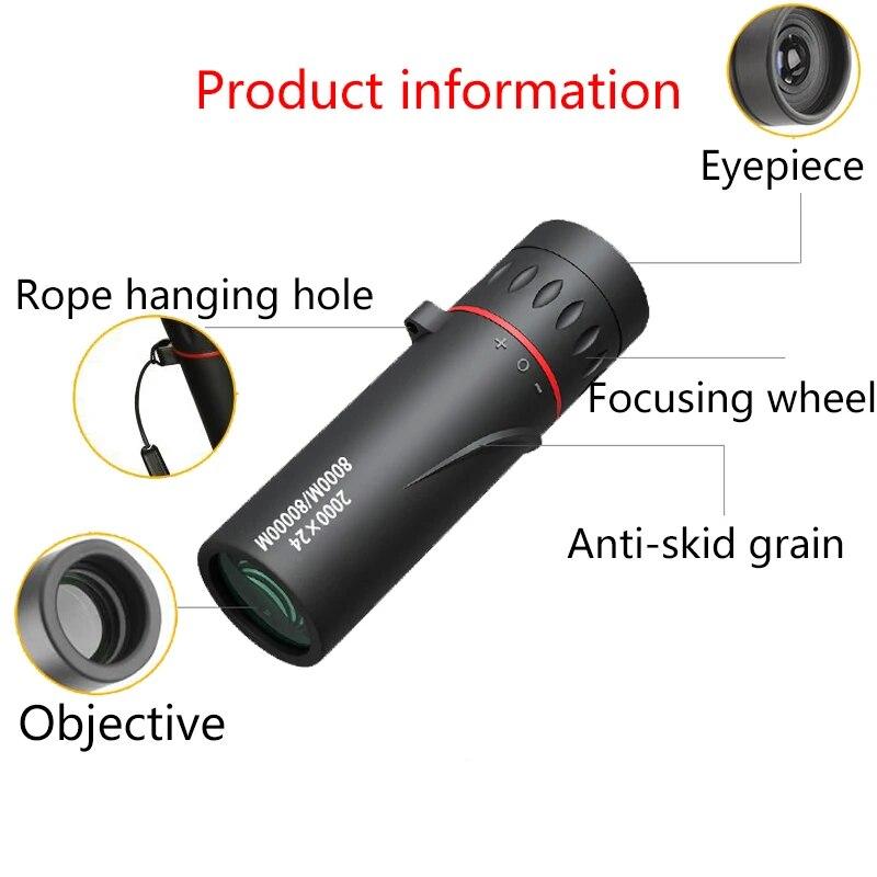 2000x24 Monocular Telescope Mini Portable HD Night Vision Binocular Waterproof Outdoor Camping Climbing Birdwatching Telescopes