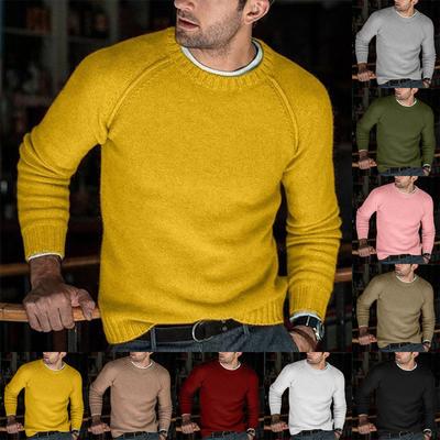Men's  And Winter Casual  Knitted Solid Color Decorative Pattern Sweater