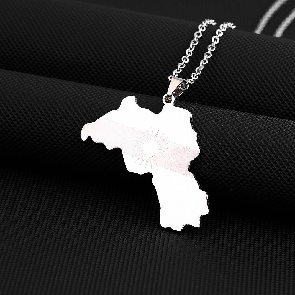 Kurdistan Pendant Necklace: Vintage Drip Oil Design, Stainless Steel for Men and Women