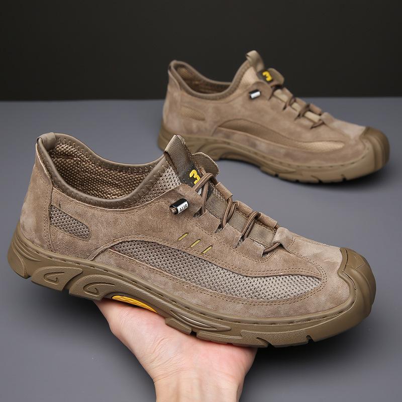 2025 Summer New Men's Sandals Leather Leisure Sports Outdoor Mountaineering Mesh Men's Shoes Non-slip Lazy Cloth Shoes