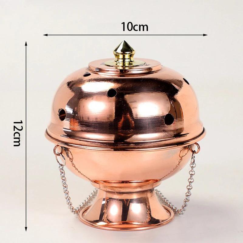 

Household Hanging Incense Burner Indoor Living Room Red Copper Polished Aromatherapy Stove Meditation Smoke Furnace Study Decor