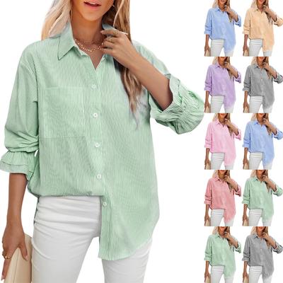 Fashionable Women's Striped Casual Shirt Tops Long Sleeve Shirt